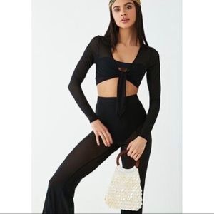 NWOT Black Two Piece Cover Up Pants & Crop Top